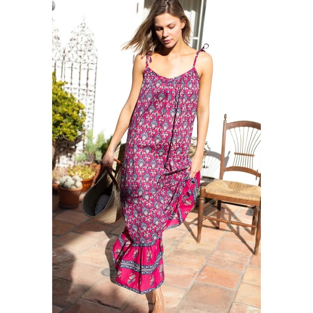 Emerson Fry India Sundress in Pink Indigo Organic Cotton | Size XS/S